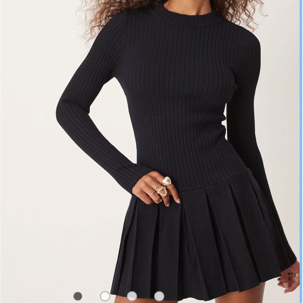 Free People Black Ribbed Mini Dress